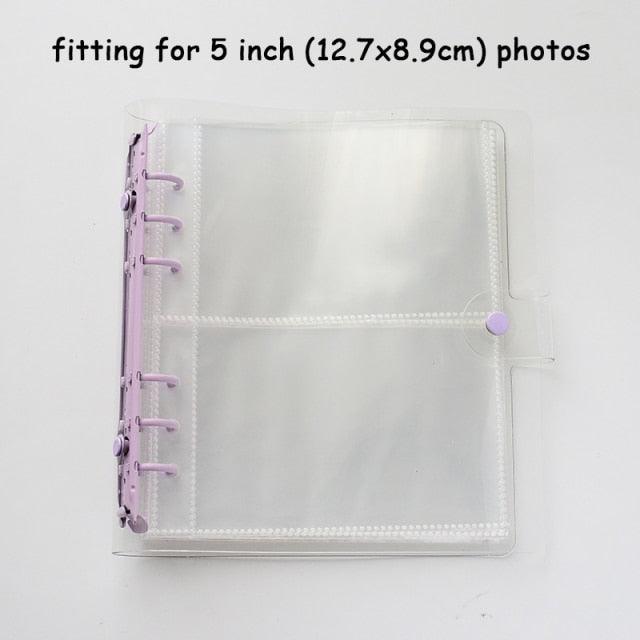 100/200 Pockets Photo Album 3/5 inches Mini Picture Case Name Card Storage Collect Book Photocard Shiny Clear 6-Ring Binder Cover Refillable Notebook Photo Album