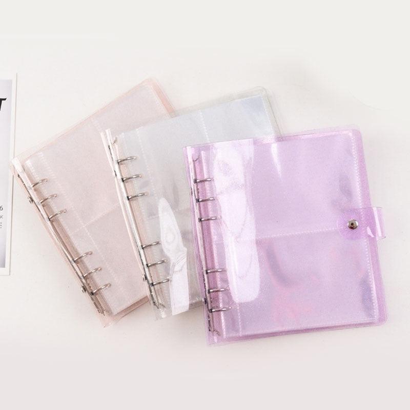 100/200 Pockets Photo Album 3/5 inches Mini Picture Case Name Card Storage Collect Book Photocard Shiny Clear 6-Ring Binder Cover Refillable Notebook Photo Album