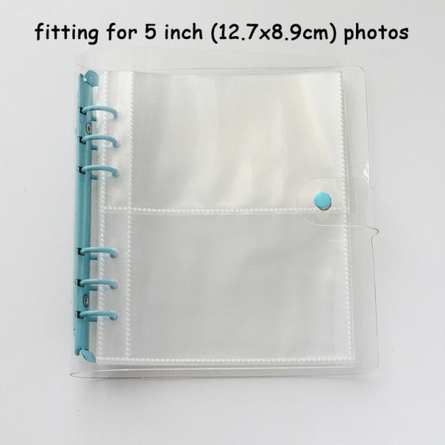 100/200 Pockets Photo Album 3/5 inches Mini Picture Case Name Card Storage Collect Book Photocard Shiny Clear 6-Ring Binder Cover Refillable Notebook Photo Album