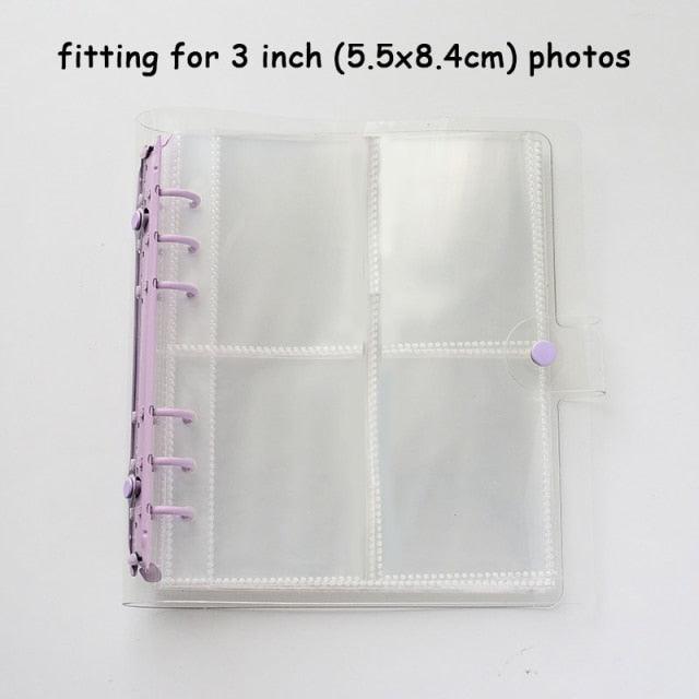 100/200 Pockets Photo Album 3/5 inches Mini Picture Case Name Card Storage Collect Book Photocard Shiny Clear 6-Ring Binder Cover Refillable Notebook Photo Album