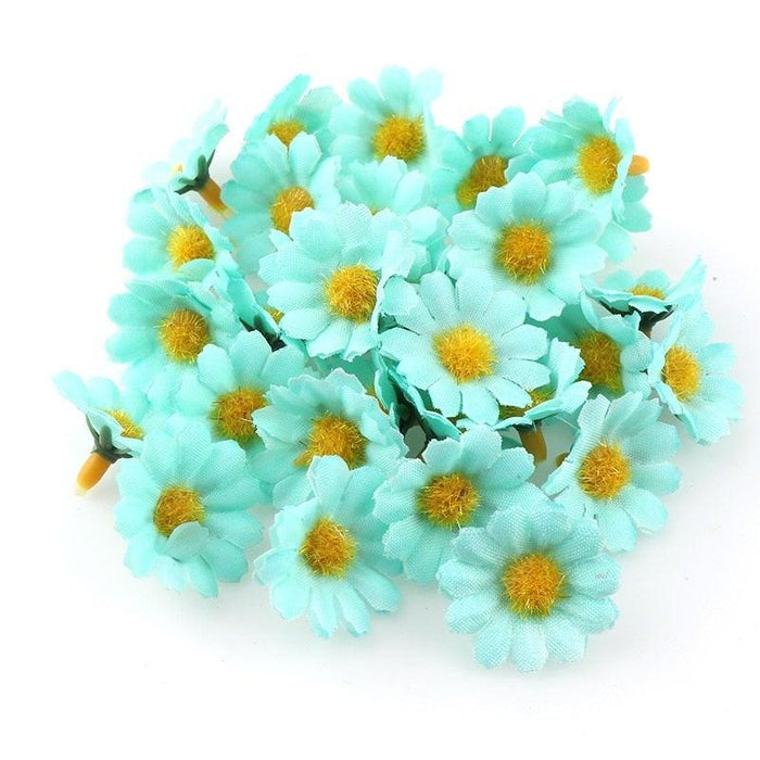 100PC/lot 2.5cm Mini Daisy Decorative Flower Artificial Silk Flowers Party Wedding Decoration Home Decor (without stem) Decoration Flowers Wall Heads for Home Wedding Decoration Wreath Accessories Craft Fake Flower