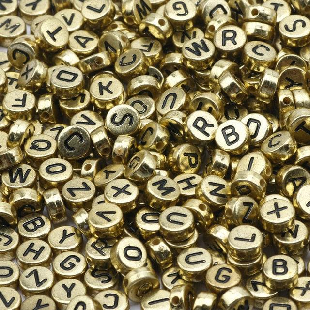 100Pcs Acrylic Flat Letter Beads Alphabet Round Smile Spacer Loose Bead For Jewelry Bracelet Charm Supplies Alphabet Beads 5 Styles White Black Gold Colour Letter Beads