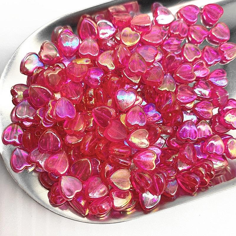 100pcs/lot 8mm Transparent Charms Heart Shape Acrylic Beads Loose Spacer Beads for Jewelry Making Handmade Accessories Crystal Loose Beads Flat Heart Glass Beads for Bracelet Necklace Fashion Jewelry