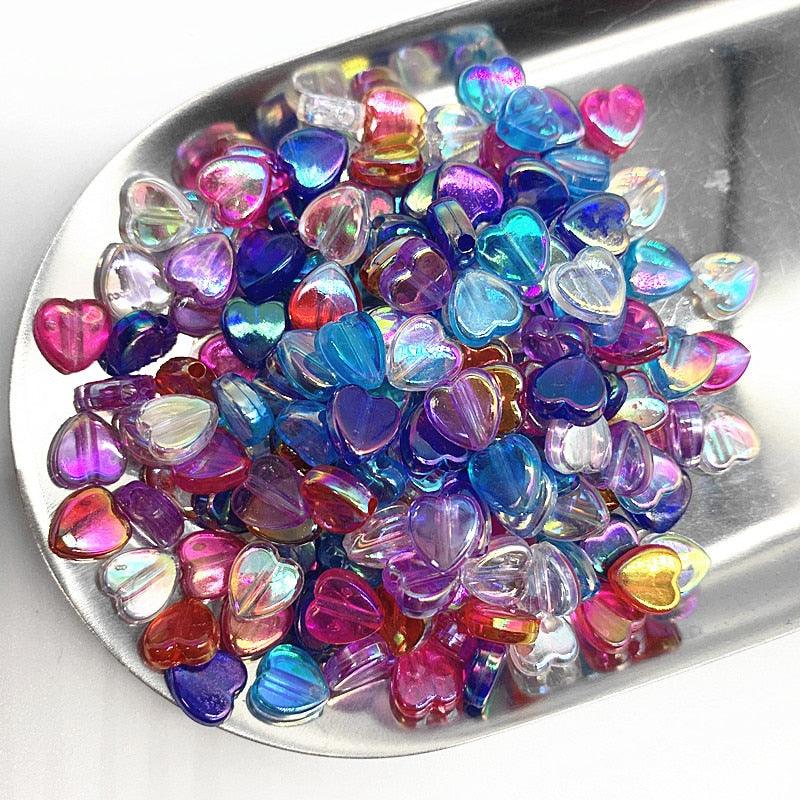 100pcs/lot 8mm Transparent Charms Heart Shape Acrylic Beads Loose Spacer Beads for Jewelry Making Handmade Accessories Crystal Loose Beads Flat Heart Glass Beads for Bracelet Necklace Fashion Jewelry