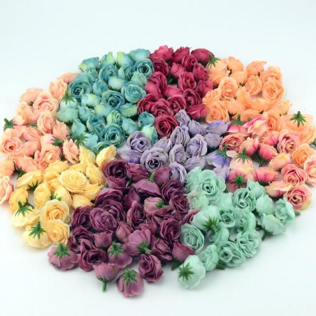 10/50/100pcs 2.5cm Mini Silk Fake Flower Heads Artificial Rose Flower For Crafts Wedding Party Home Decoration Accessories