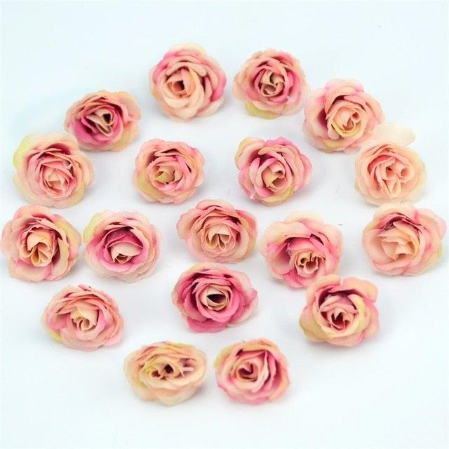 10/50/100pcs 2.5cm Mini Silk Fake Flower Heads Artificial Rose Flower For Crafts Wedding Party Home Decoration Accessories