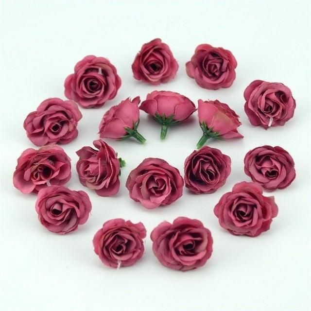 10/50/100pcs 2.5cm Mini Silk Fake Flower Heads Artificial Rose Flower For Crafts Wedding Party Home Decoration Accessories