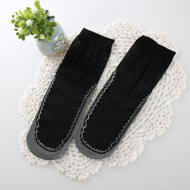 10Pairs High Quality Women Socks Velvet Silk Spring Summer Socks Breathable Soft Cotton Bottom Wicking Slip-resistant Short Socks For Women