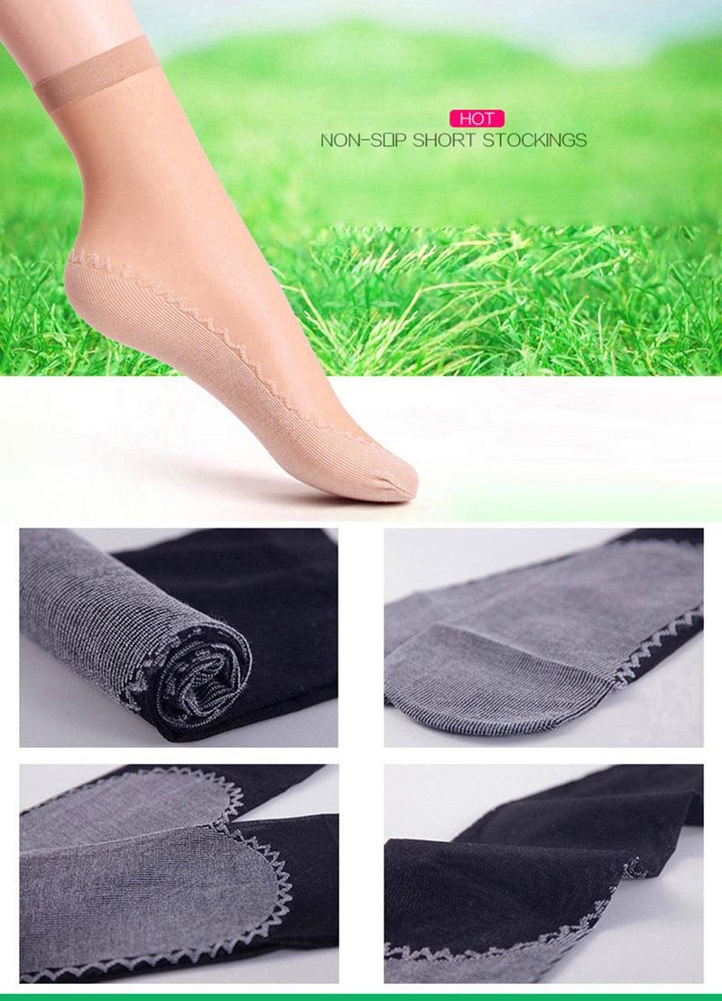 10Pairs High Quality Women Socks Velvet Silk Spring Summer Socks Breathable Soft Cotton Bottom Wicking Slip-resistant Short Socks For Women