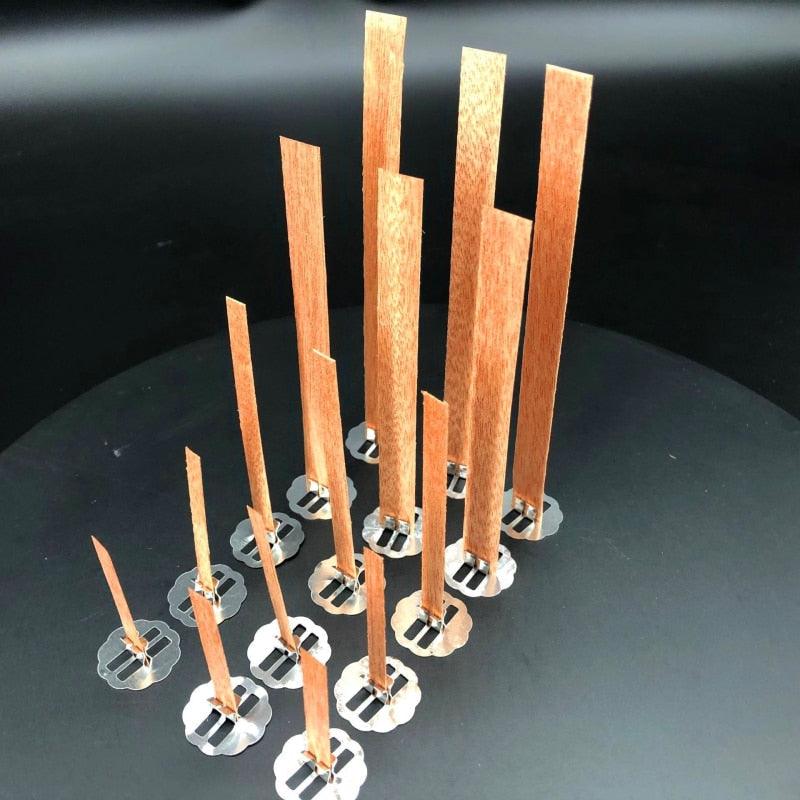 10pc 6-13cm Wooden Candles Wick With Sustainer Tab Candle Wick Core For DIY Candle Handmade Wooden Wick Soy Parffin Wax Wick DIY Candle Making