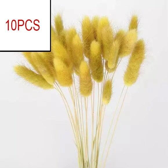 10PCS Bulrush Natural Dried Flowers Artificial Pampas Grass Decor Phragmites Fake Flower Wedding Home Decoration Floor Vase Filler for Living Room Kitchen Decor