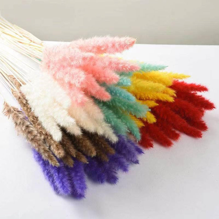 10PCS Bulrush Natural Dried Flowers Artificial Pampas Grass Decor Phragmites Fake Flower Wedding Home Decoration Floor Vase Filler for Living Room Kitchen Decor