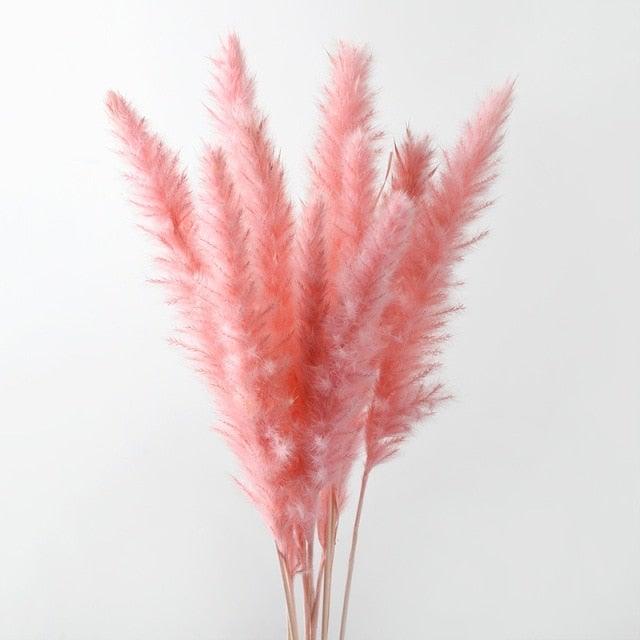 10PCS Bulrush Natural Dried Flowers Artificial Pampas Grass Decor Phragmites Fake Flower Wedding Home Decoration Floor Vase Filler for Living Room Kitchen Decor