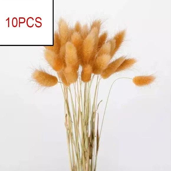 10PCS Bulrush Natural Dried Flowers Artificial Pampas Grass Decor Phragmites Fake Flower Wedding Home Decoration Floor Vase Filler for Living Room Kitchen Decor