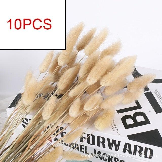 10PCS Bulrush Natural Dried Flowers Artificial Pampas Grass Decor Phragmites Fake Flower Wedding Home Decoration Floor Vase Filler for Living Room Kitchen Decor