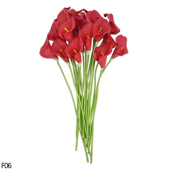 10Pcs High Quality Real Touch Calla Lily Artificial Flowers Bouquet For Wedding Bridal Home Kitchen Table Flower Decoration Home Decor