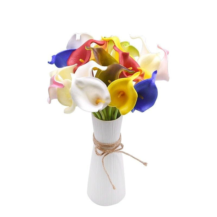 10Pcs High Quality Real Touch Calla Lily Artificial Flowers Bouquet For Wedding Bridal Home Kitchen Table Flower Decoration Home Decor