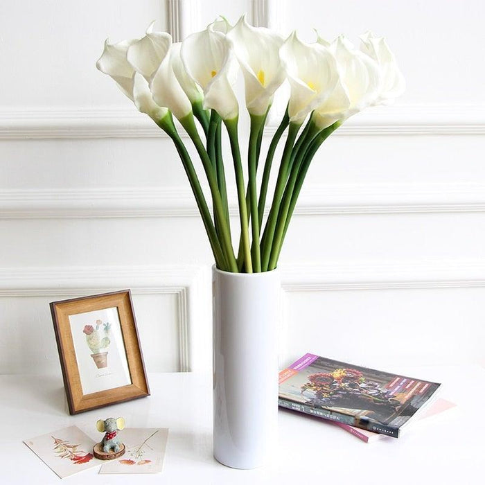 10Pcs High Quality Real Touch Calla Lily Artificial Flowers Bouquet For Wedding Bridal Home Kitchen Table Flower Decoration Home Decor