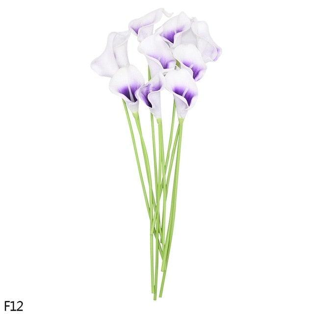 10Pcs High Quality Real Touch Calla Lily Artificial Flowers Bouquet For Wedding Bridal Home Kitchen Table Flower Decoration Home Decor