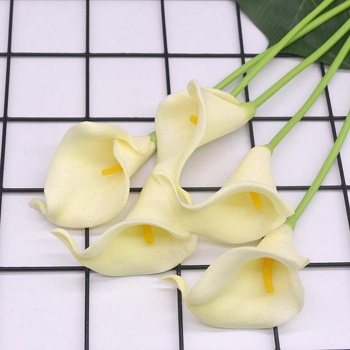 10Pcs High Quality Real Touch Calla Lily Artificial Flowers Bouquet For Wedding Bridal Home Kitchen Table Flower Decoration Home Decor