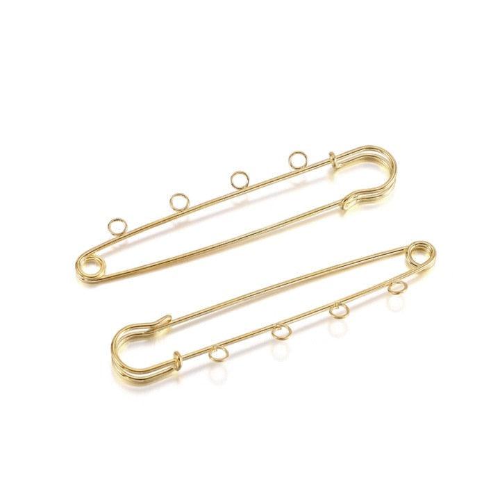 10pcs/lot Safety Pins Brooch Blank Base Brooch Pins 50/80/90mm Pins 3/5 Rings Jewelry Pin for Jewelry Making Women's Brooch Pins Pullover Scarf Clips Stainless Steel Heavy Duty Safety Pin