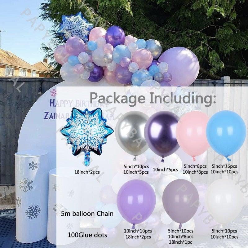 114pcs Snowflake Aluminum Foil Balloon Garland Kit Including Purple White Pink & Rose Gold Confetti Balloons Kit For Wedding Birthday Baby Shower Party Decoration - STEVVEX Balloons - 114pcs balloons, 90, anniversery balloons, Baby Balloons, baby pink balloons, baby shower balloons, balloon, balloons, birtday balloons, birthday theme balloons, blue balloons, colourfull balloons, party themed balloons, pretty pink balloons - Stevvex.com