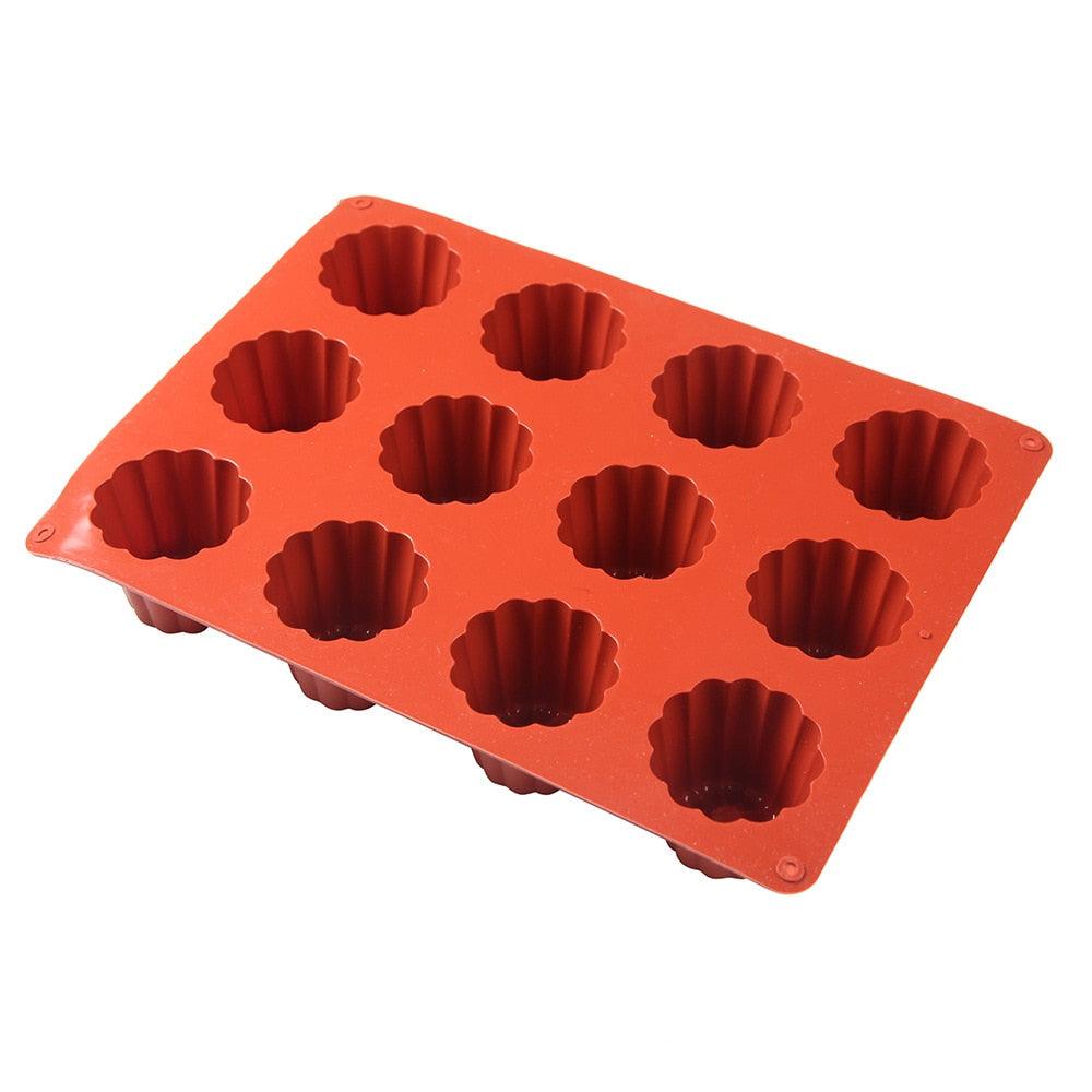 12 Cavity Silicone Mold Cake Mold Muffin Cupcake Baking Tray Dessert Pastry Cake Decorating Tools Nonstick Cannel Mold Baking Cake Pan For Bread Muffin Cake Baking Pan Kitchen Baking Molds