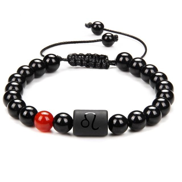 12 Couple Bracelet Black Stone Bracelets For Women Men Braided Bracelet Natural Stone Zodiac Star Sign Bracelet For Couple Natural Black Stone Bead Bracelet For Men Women