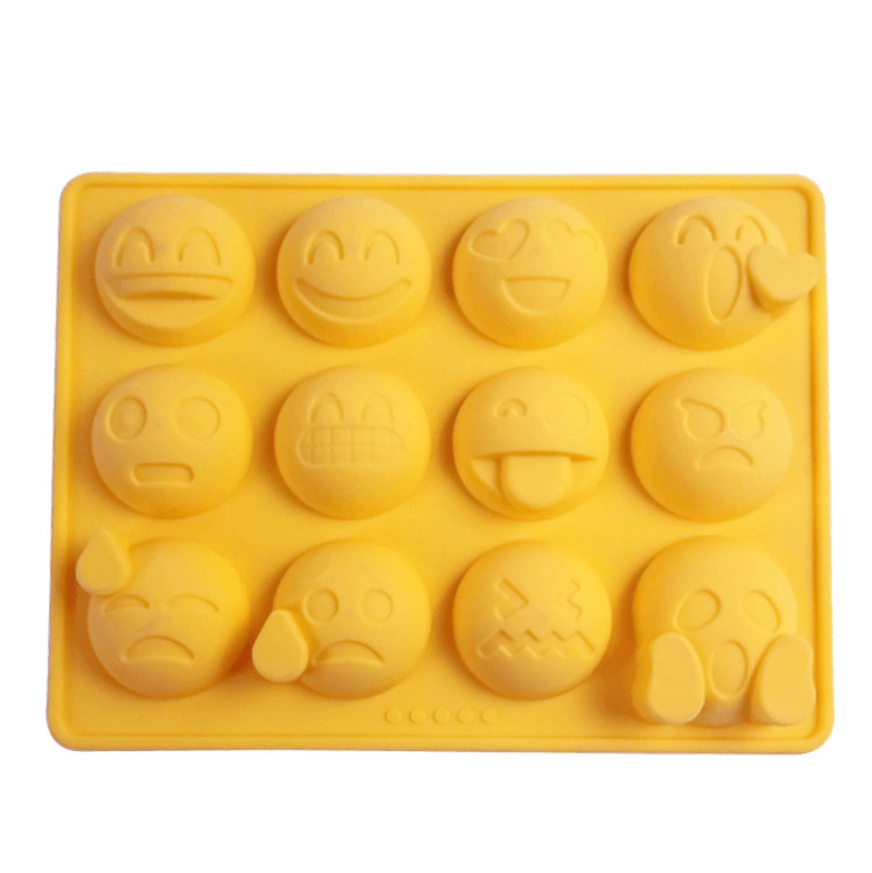 12 Emoticons Ice Mould Silicone Baking Mold Cake Candy Chocolate Sugar Ice Pastry Food Mold Funny Multifunction Kitchen Bar Tool Silicone Emoji Molds Flexible Molds Kitchen Accessories