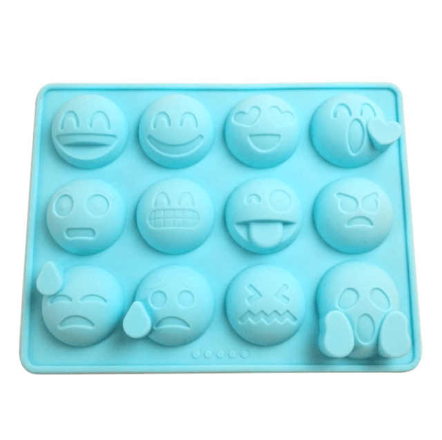 12 Emoticons Ice Mould Silicone Baking Mold Cake Candy Chocolate Sugar Ice Pastry Food Mold Funny Multifunction Kitchen Bar Tool Silicone Emoji Molds Flexible Molds Kitchen Accessories