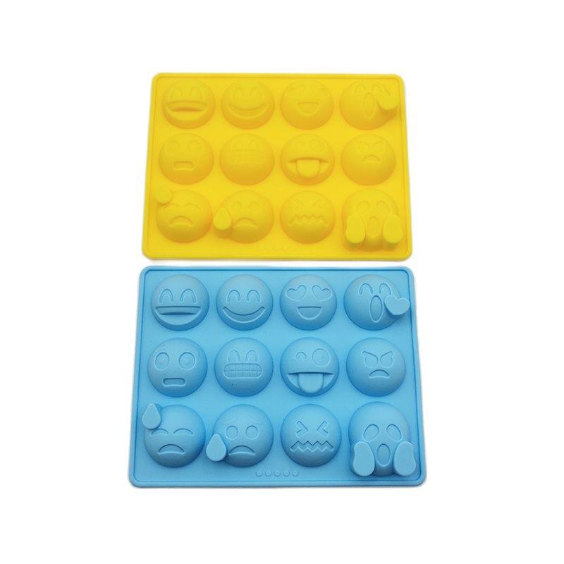 12 Emoticons Ice Mould Silicone Baking Mold Cake Candy Chocolate Sugar Ice Pastry Food Mold Funny Multifunction Kitchen Bar Tool Silicone Emoji Molds Flexible Molds Kitchen Accessories