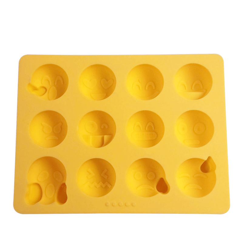 12 Emoticons Ice Mould Silicone Baking Mold Cake Candy Chocolate Sugar Ice Pastry Food Mold Funny Multifunction Kitchen Bar Tool Silicone Emoji Molds Flexible Molds Kitchen Accessories