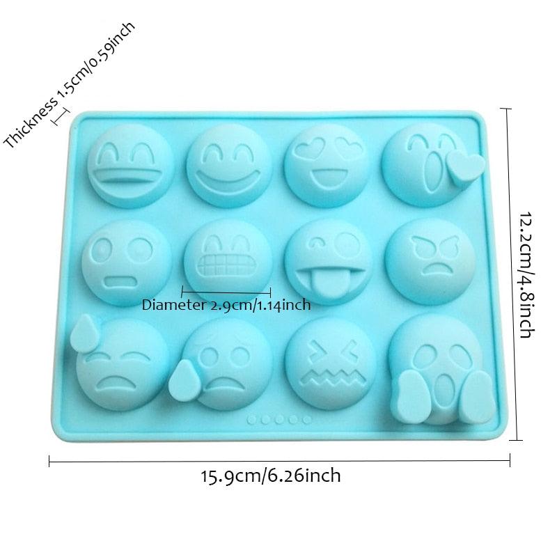 12 Emoticons Ice Mould Silicone Baking Mold Cake Candy Chocolate Sugar Ice Pastry Food Mold Funny Multifunction Kitchen Bar Tool Silicone Emoji Molds Flexible Molds Kitchen Accessories