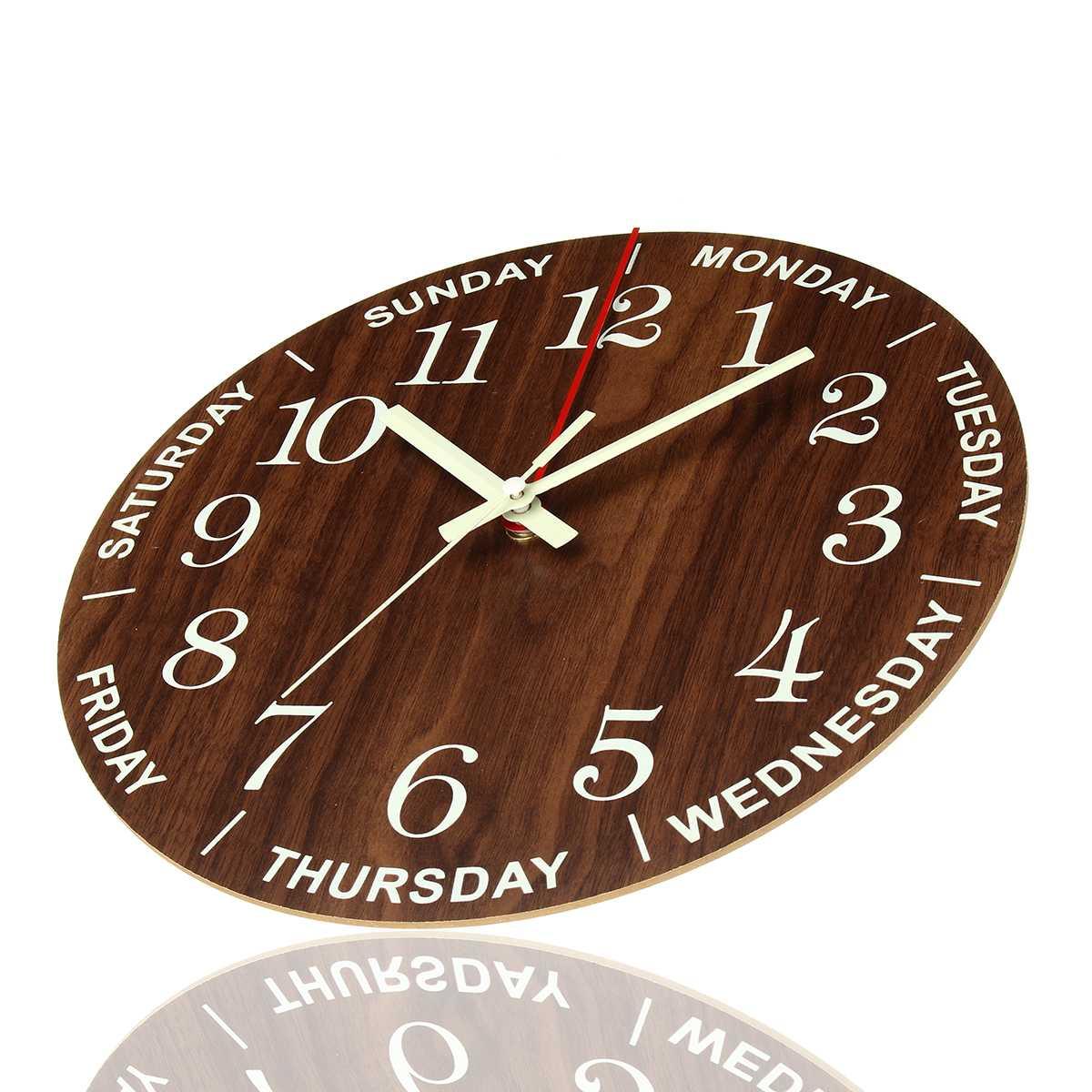 12 Inch Luminous Wall Clock Wall Clock Luminous Wall Clock Wood Silent Light in Dark Night Nordic Fashion Wall Clock Non Ticking Clock with Night Light Wood Silent light in dark night Nordic Fashion Wall Clock Non Ticking Clock With Night Light