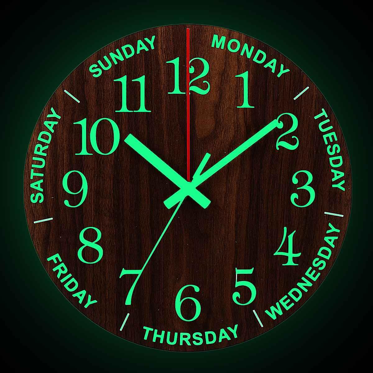 12 Inch Luminous Wall Clock Wall Clock Luminous Wall Clock Wood Silent Light in Dark Night Nordic Fashion Wall Clock Non Ticking Clock with Night Light Wood Silent light in dark night Nordic Fashion Wall Clock Non Ticking Clock With Night Light