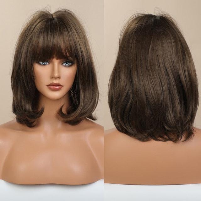 12 inch Synthetic Bob Wig for Women Side Fringe High Density Heat Resistant Hair Wigs Party Daily Wear Natural Headline Wigs For Black Women Cosplay Wigs For Women