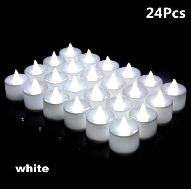 12/24/48pcs Flameless LED Tea light Tea Candles Wedding Light Romantic Candles  Realistic Tea Lights Candles LED Tea light Candles Flickering Bright Tea lights Battery Operated Candles Flameless Candles Lights for  Birthday Party Wedding Decorations