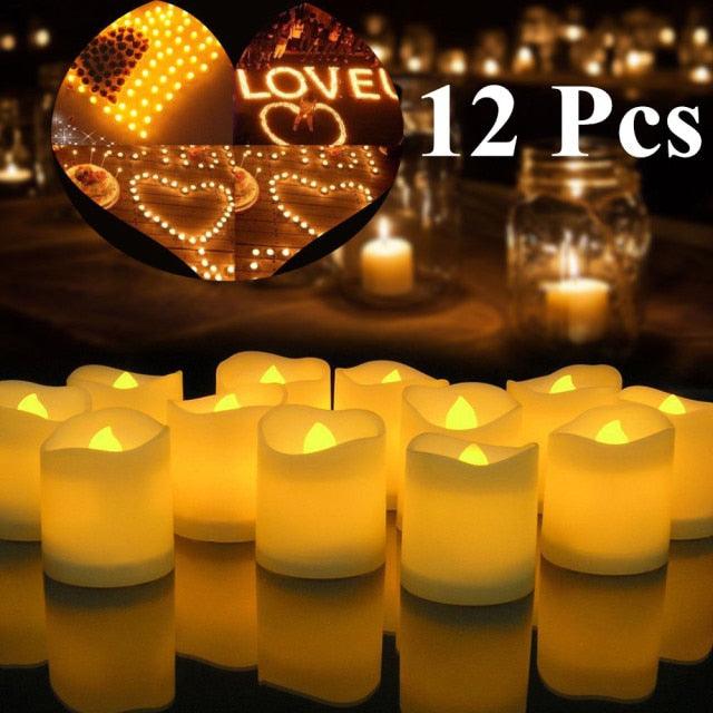 12/24Pcs Creative LED Candle Flameless LED Tea Lights with Remote Battery Operated Flickering Tea lights Candles with Timer Tea Lights Realistic Fake Candles Battery Powered Flameless Tea Light Lamp For Home Wedding Party Decoration Supplies