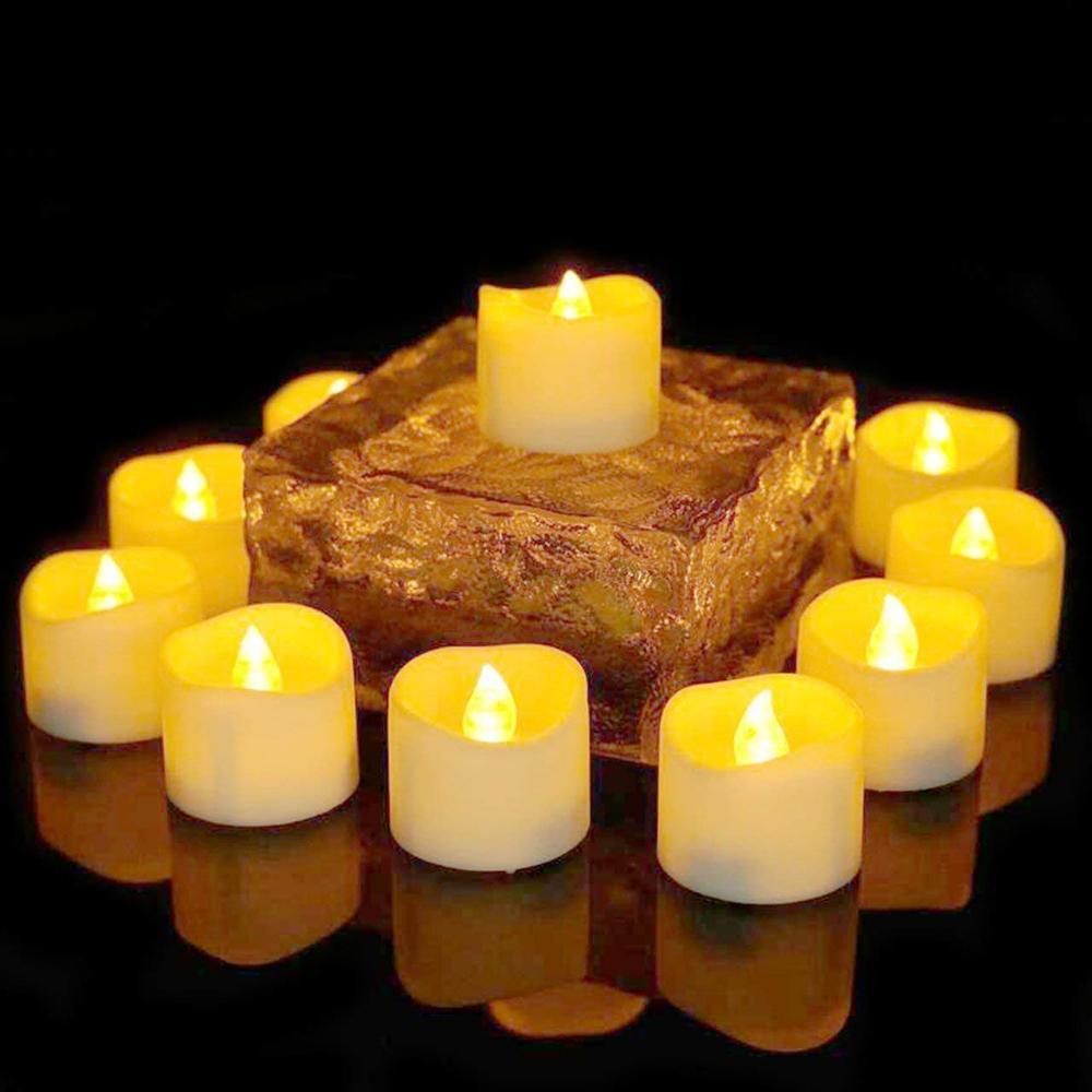 12/24Pcs Creative LED Candle Flameless LED Tea Lights with Remote Battery Operated Flickering Tea lights Candles with Timer Tea Lights Realistic Fake Candles Battery Powered Flameless Tea Light Lamp For Home Wedding Party Decoration Supplies