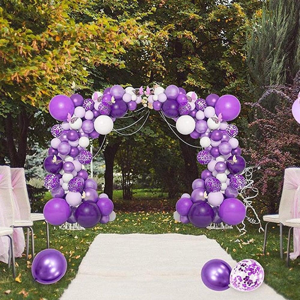 124 Pcs Garland Arch Kit White Purple Latex Metallic Balloons With Paper Butterfly For Women Birthday Baby Shower Wedding Party Decorations - STEVVEX Balloons - 124pcs, 90, anniversery balloons, attractive balloons, attractive party balloons, Baby Balloons, baby shower balloons, balloon, balloons, birtday balloons, birthday balloon, Birthday Balloons, Colorful Balloons, Cute Balloons, decoration balloons, girls balloons, Happy Birthday Balloons, luxury balloons, party balloons - Stevvex.com