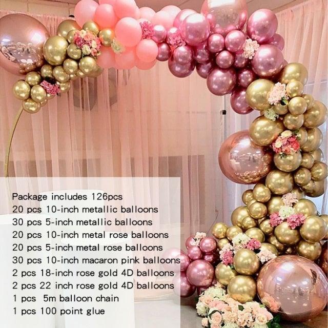 126pcs Gold Rose And Pastel Baby Pink Balloons For Birthday Wedding Christmas Party Baby Shower Bridal Showers Girl Party Birthday Ballon Decoration