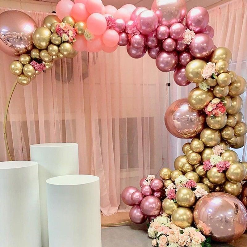 126pcs Gold Rose And Pastel Baby Pink Balloons For Birthday Wedding Christmas Party Baby Shower Bridal Showers Girl Party Birthday Ballon Decoration