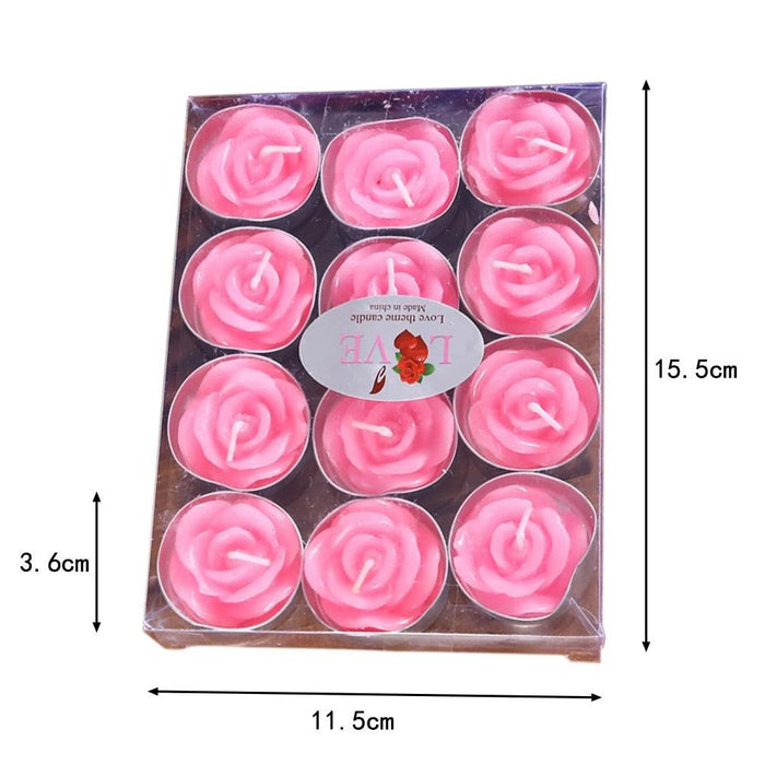 12PCS/set Blinking Aromatherapy Smokeless Valentine's Day Delicate Boxed Rose Romantic Marriage Proposal Candles Rose Tea light Candles Handmade Delicate Rose Flower Candles For Valentine Day Party Wedding Spa Home Decoration Gifts Decoration