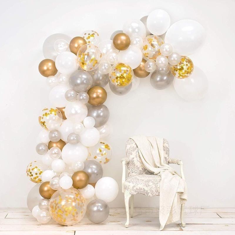 133pcs Confetti Gold Silver And White Balloon Arch Garland Kit For Bridal Baby Shower Wedding Birthday Graduation party Luxury Birthday Party Decoration - STEVVEX Balloons - 133pcs balloons, 90, anniversery balloons, attractive balloons, Baby Balloons, baby shower balloons, balloon, balloons, birthday party gold themed, gold balloons, gold themed balloons, latex gold balloons, perfect themed party balloons, pretty party balloons, silver balloons, white gold ballons, white themed party - Stevvex.com