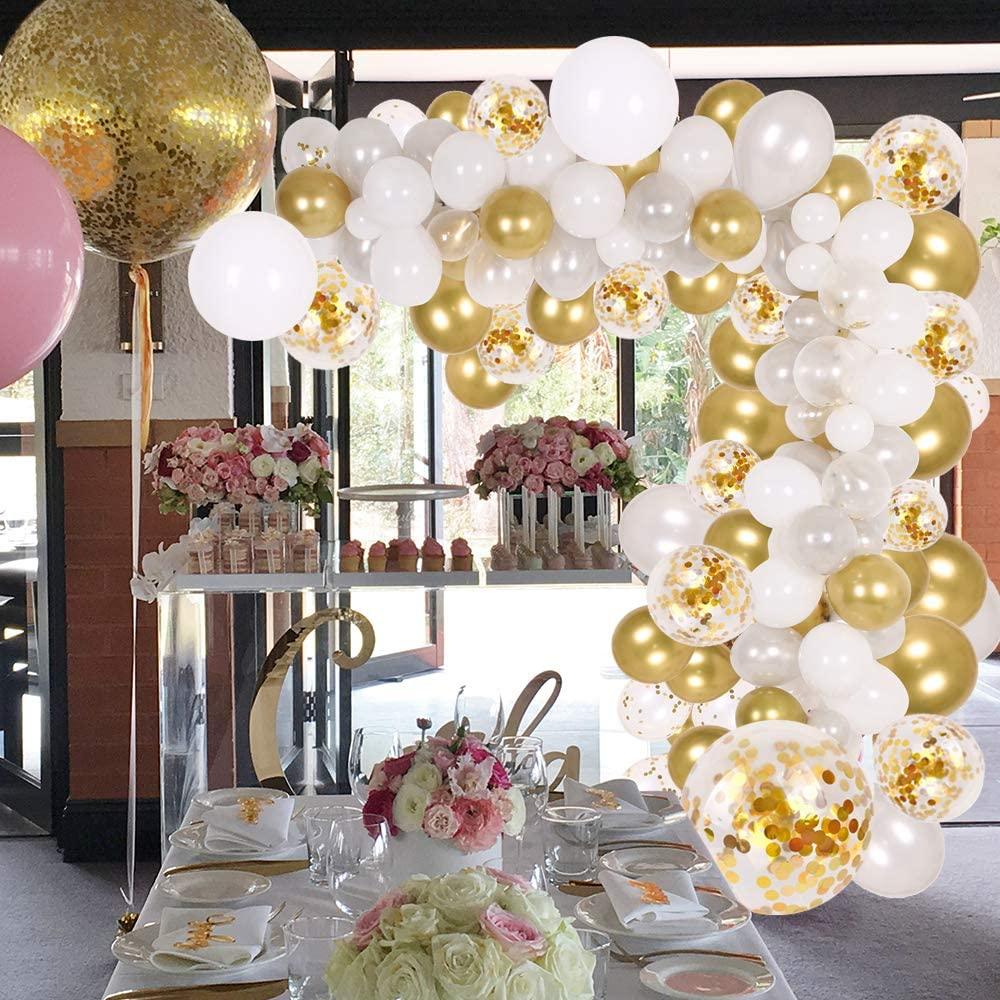 133pcs Confetti Gold Silver And White Balloon Arch Garland Kit For Bridal Baby Shower Wedding Birthday Graduation party Luxury Birthday Party Decoration - STEVVEX Balloons - 133pcs balloons, 90, anniversery balloons, attractive balloons, Baby Balloons, baby shower balloons, balloon, balloons, birthday party gold themed, gold balloons, gold themed balloons, latex gold balloons, perfect themed party balloons, pretty party balloons, silver balloons, white gold ballons, white themed party - Stevvex.com