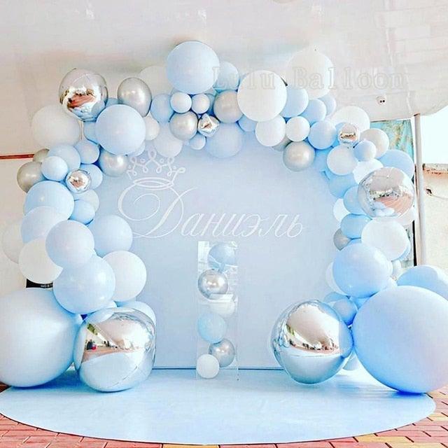 141pcs Luxury Blue Silver And White Boys Balloon Arch Garland Kit For Bridal Baby Shower Wedding Birthday Graduation Party Baby Shower Ballon Party Decoration