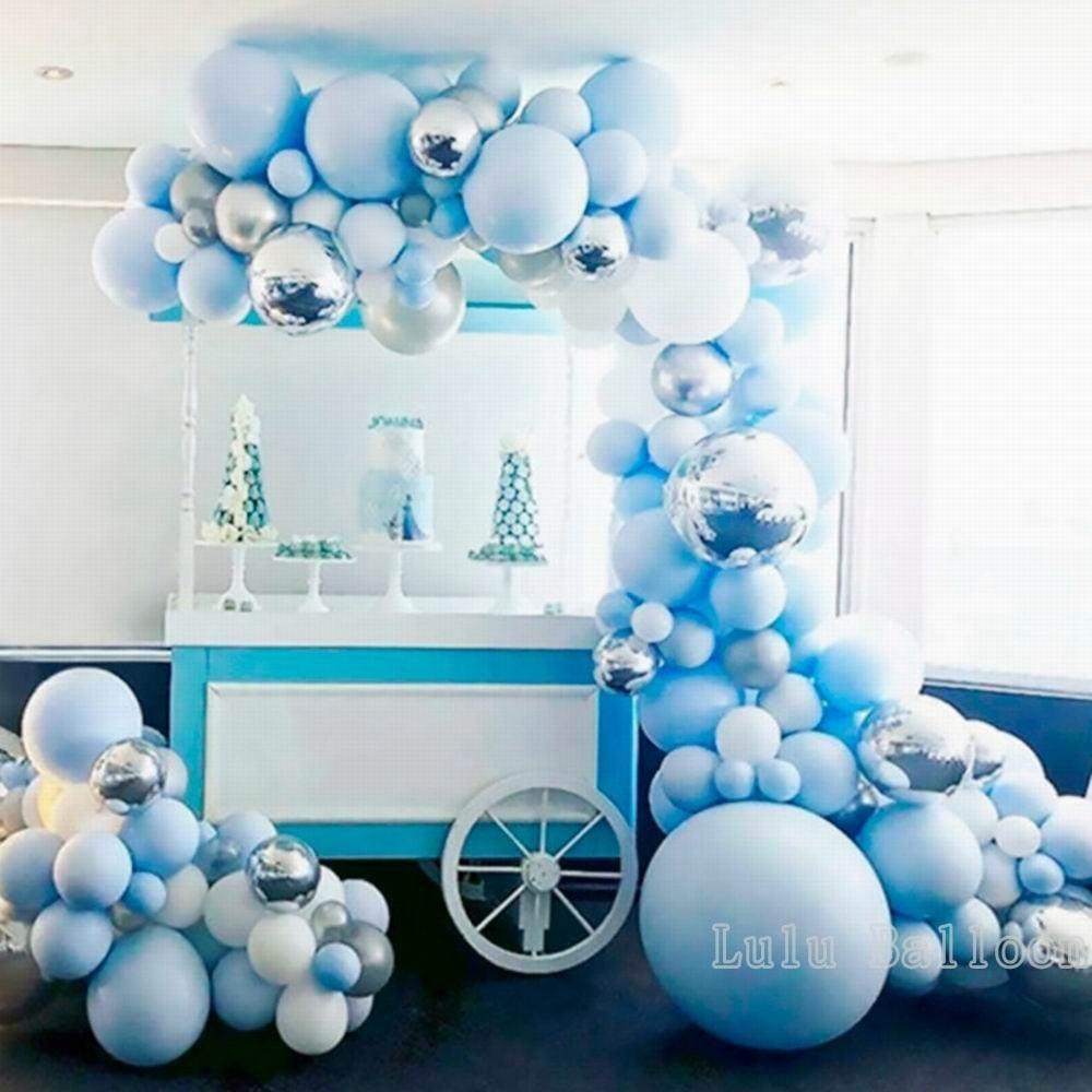 141pcs Luxury Blue Silver And White Boys Balloon Arch Garland Kit For Bridal Baby Shower Wedding Birthday Graduation Party Baby Shower Ballon Party Decoration