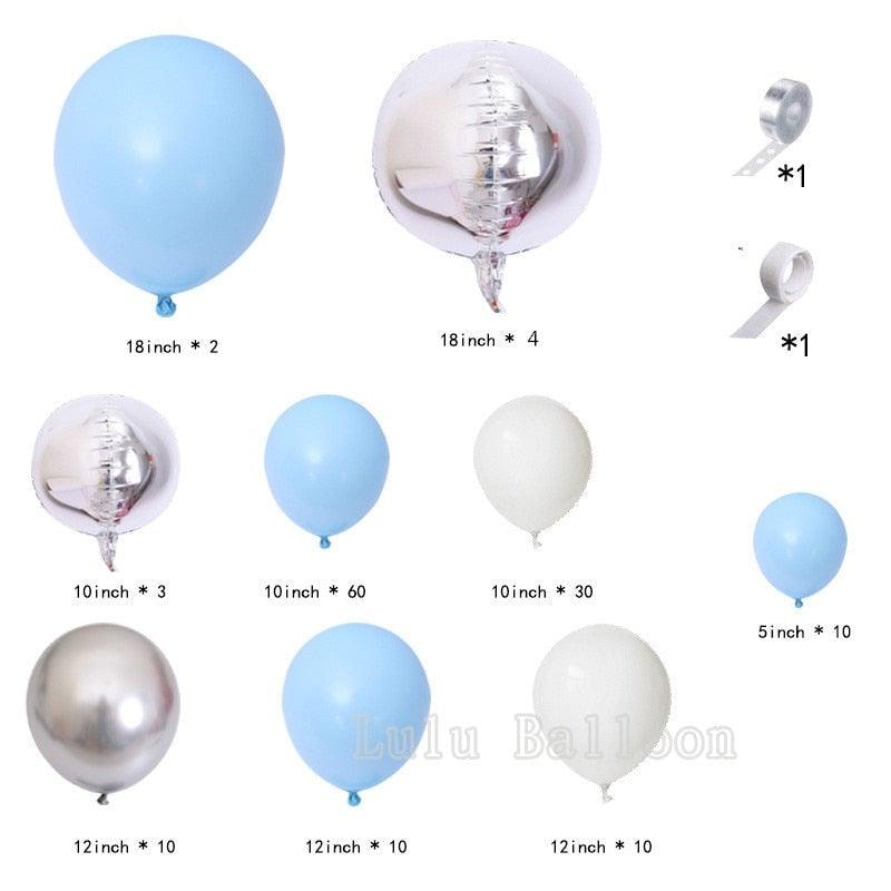 141pcs Luxury Blue Silver And White Boys Balloon Arch Garland Kit For Bridal Baby Shower Wedding Birthday Graduation Party Baby Shower Ballon Party Decoration