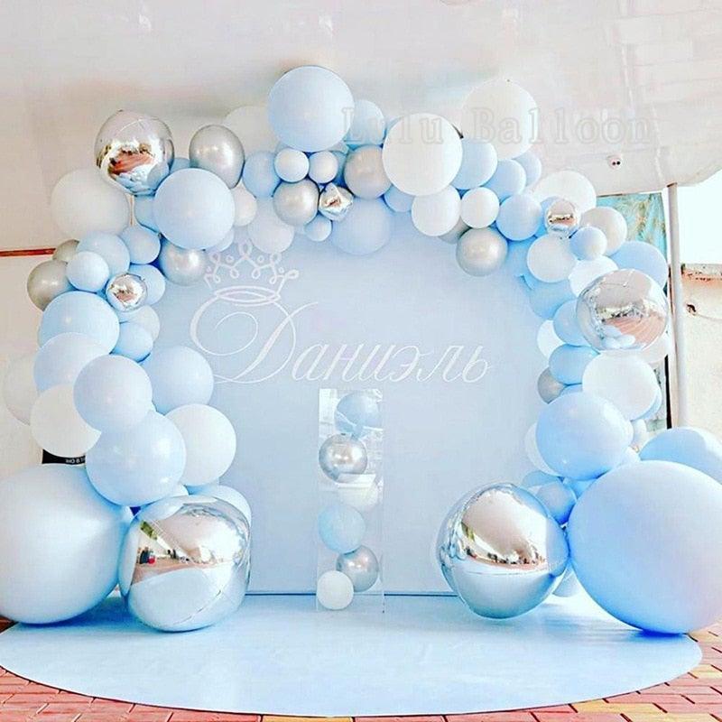 141pcs Luxury Blue Silver And White Boys Balloon Arch Garland Kit For Bridal Baby Shower Wedding Birthday Graduation Party Baby Shower Ballon Party Decoration