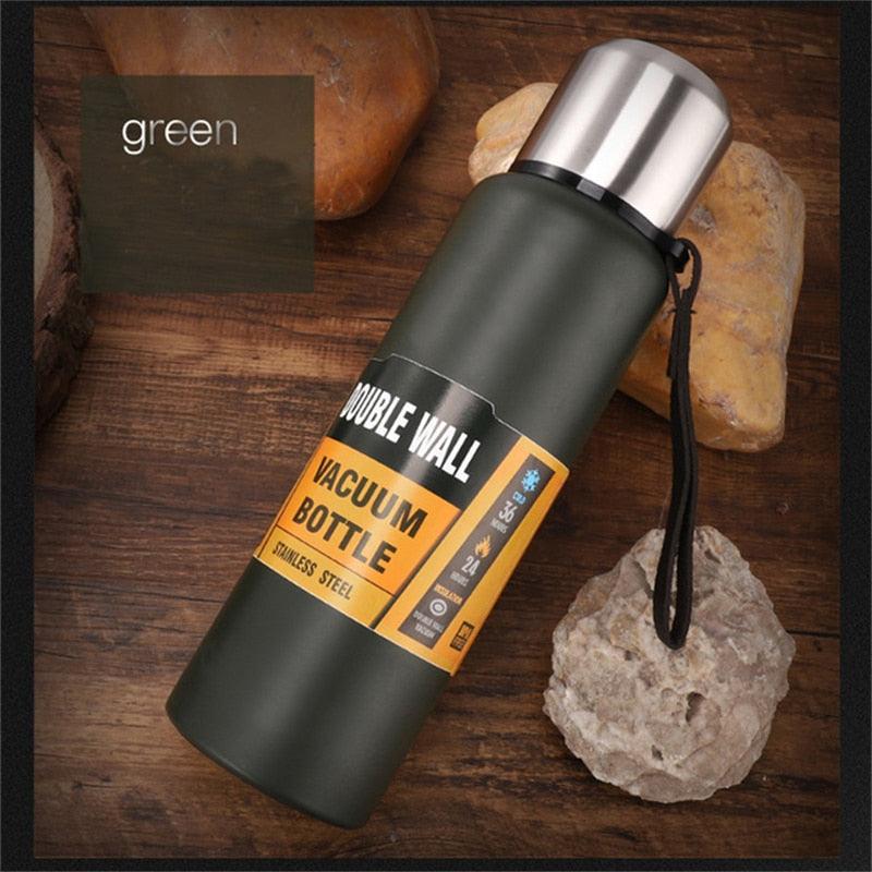 1500ml Water Bottle Stainless Steel Cold Hydroflask Thermos Large Capacity Thermal Mug Cup Sport Cycling Vacuum Flask Insulated  Vacuum Insulated Thermos Water Bottle with Wide Mouth Cup BPA-Free Stainless Steel Water Bottles